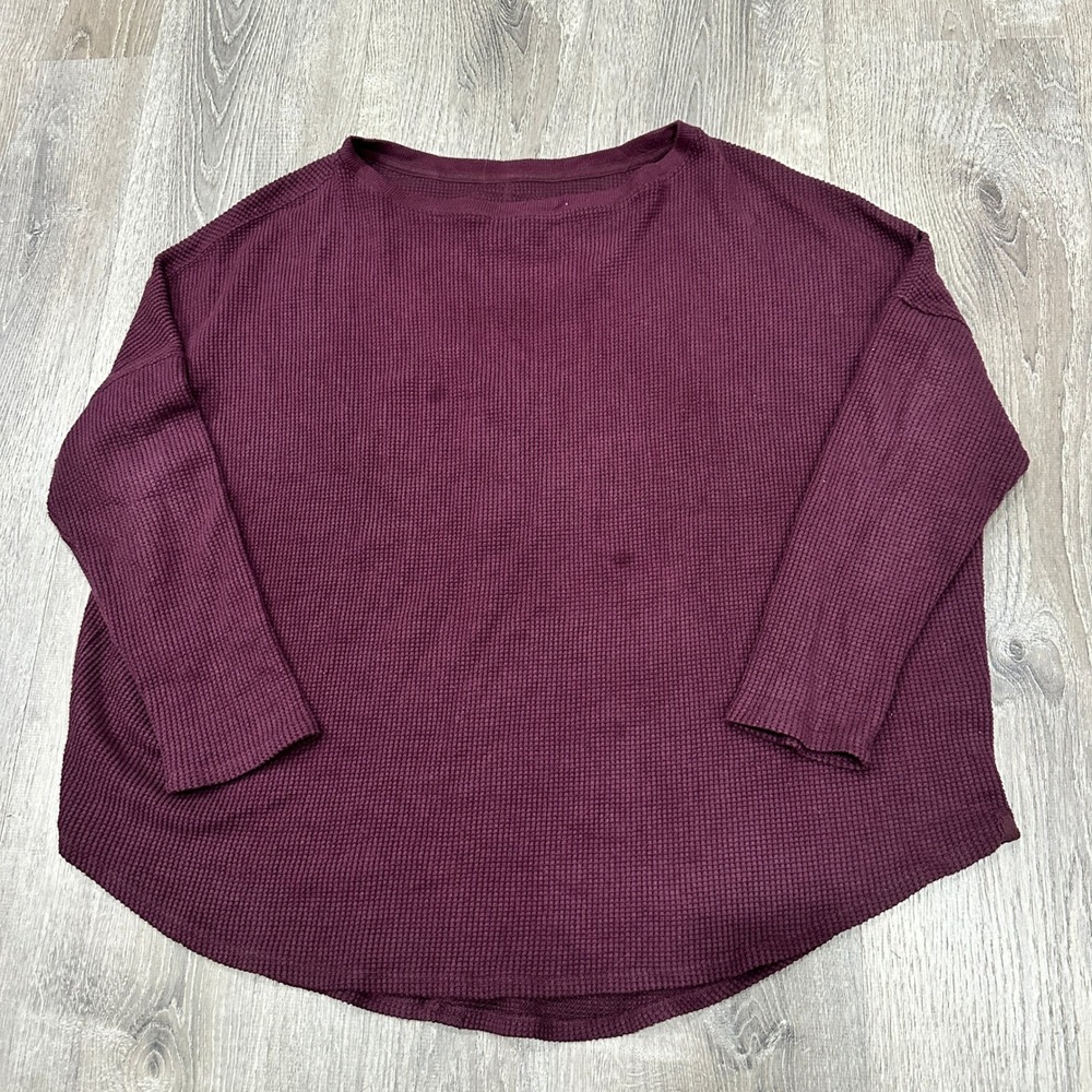 WE THE FREE Sweater Women's XL Burgundy Waffle Knit Oversized Knit Sweater - Picture 2 of 13